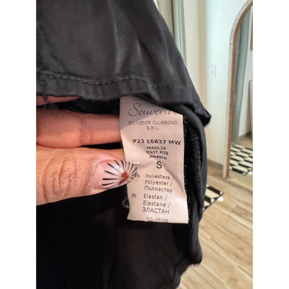 Souvenir Clubbing Black Sleeveless‎ Top Frayed Trim Detail Size S E1 - Picture 5 of 8